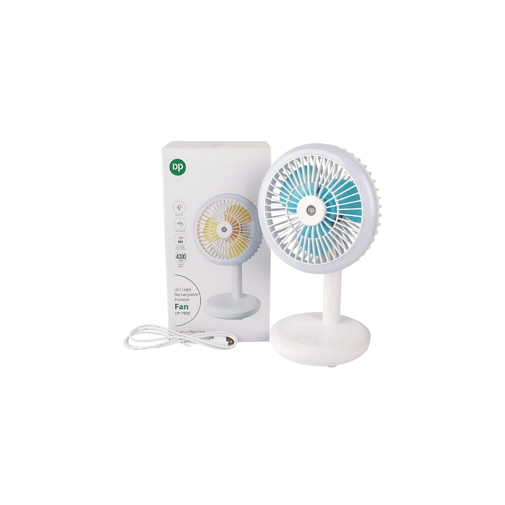 DP-7632 Rechargeable Portable Fan 4000mAh Battery With Lamp price in Bangladesh 